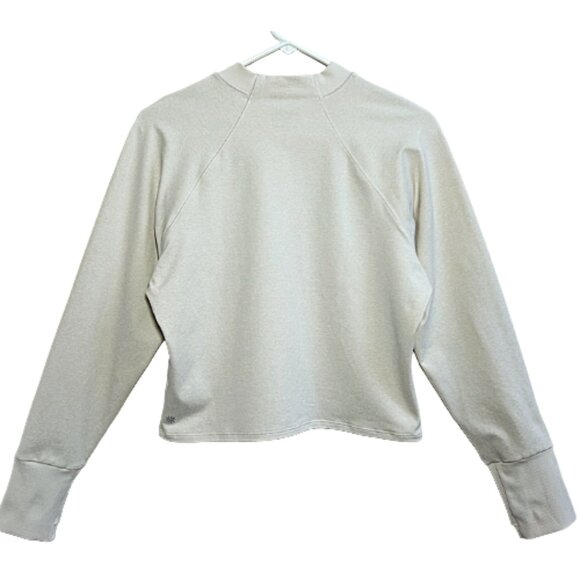 Athleta SoftLuxe Mock Neck Crop Top Ivory Beige Heather Long Sleeve Size XL - Picture 6 of 8